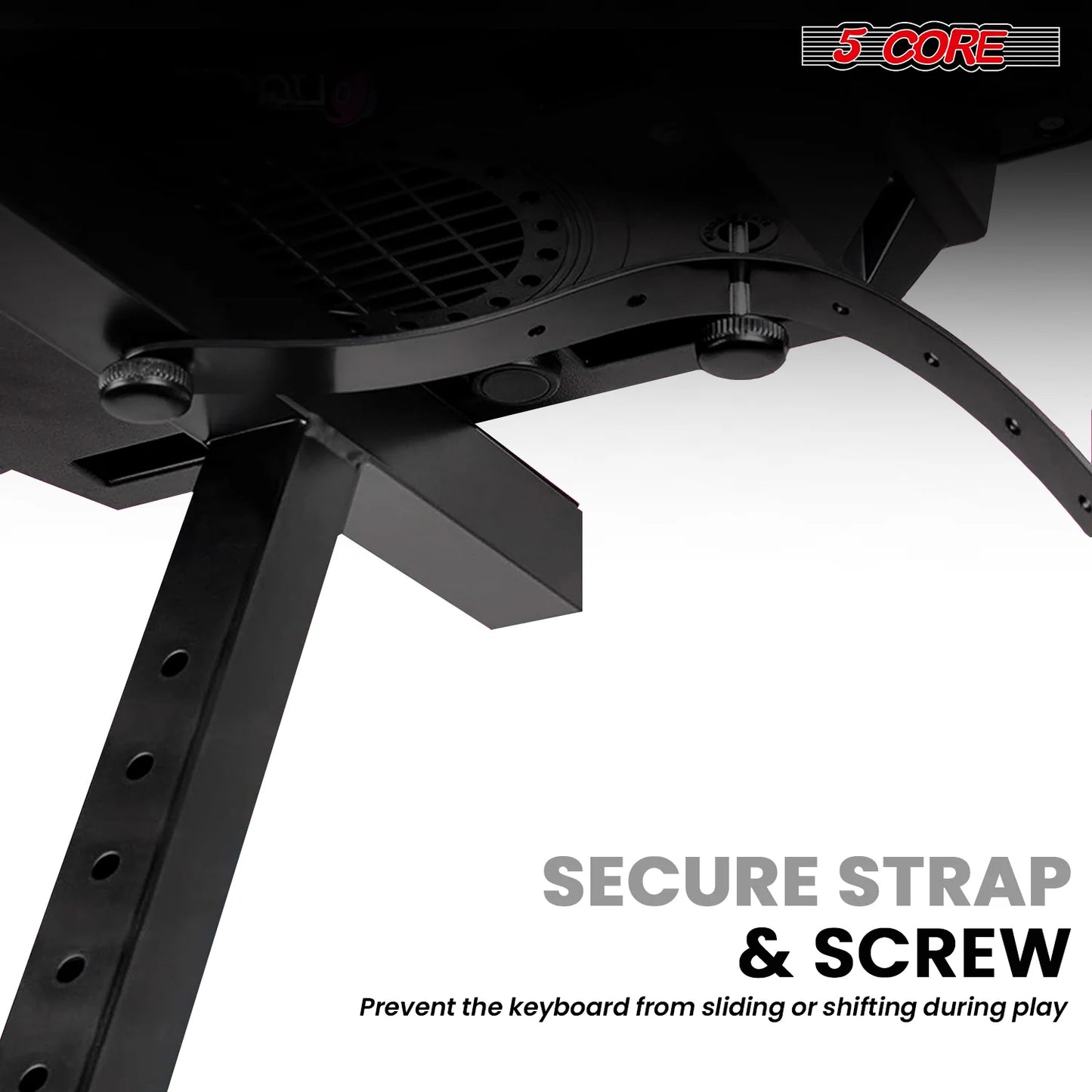 5Core 2 Tier Keyboard Stand Z Style Adjustable Electric Piano Riser Holder with Wheels